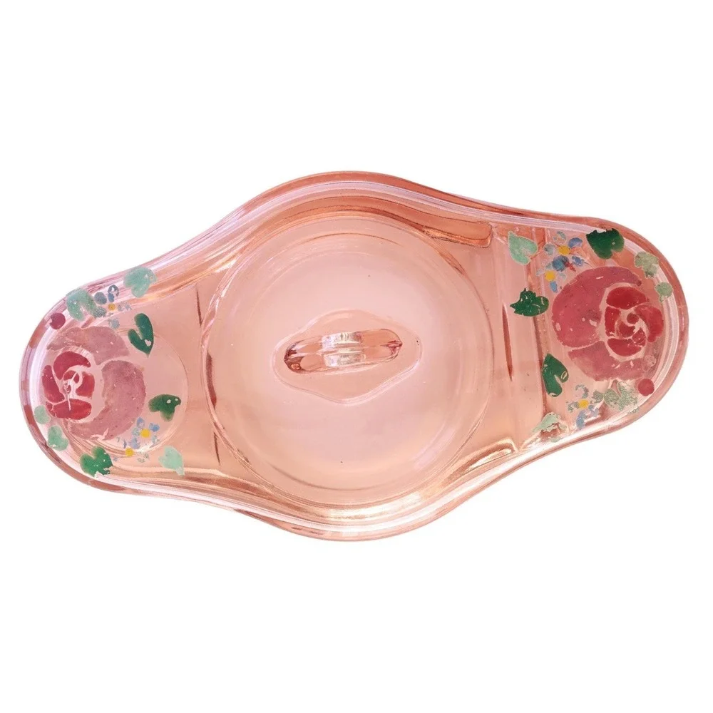 Cambridge Glass Peach-Blo Vintage Vanity Dish Hand Painted